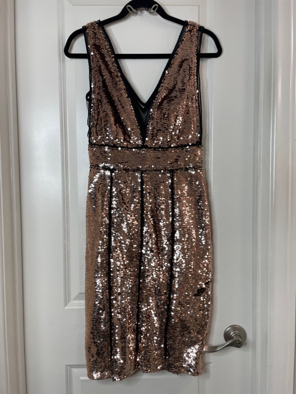 Boston Proper Rose Gold Sequin Midi Dress